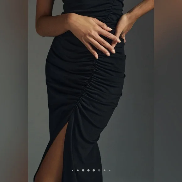 NWT, the Maya Ruched Cowl-neck dress - black, Small petite, Anthropologie - Picture 2 of 14